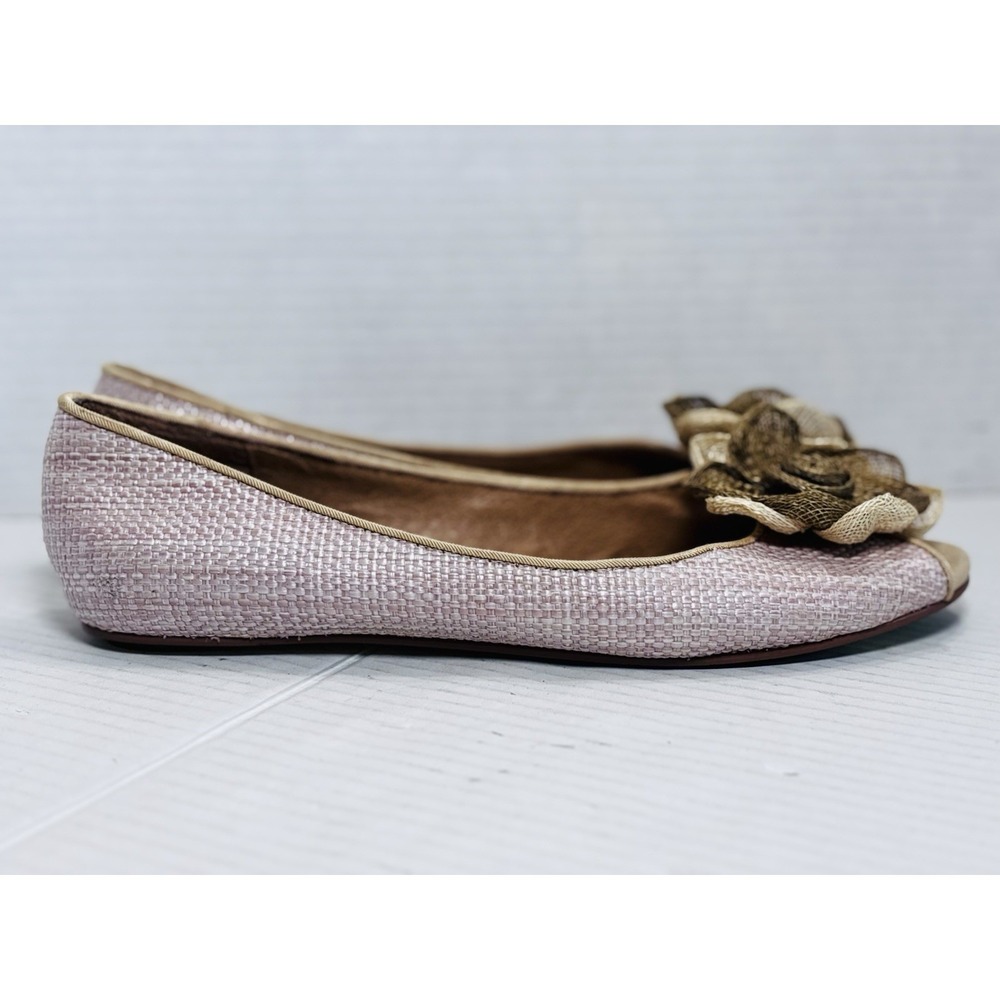 Vintage Beverly Feldman Woven Ballet Flats Floral Peep Toe 8.5M Slip On Cute